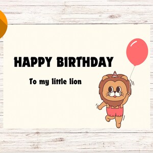 Printable Happy Birthday Card Lion, King of the Jungle Card, Leo Happy ...