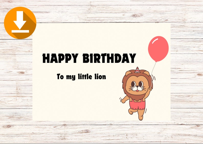 Printable Happy Birthday Card Lion, King of the Jungle Card, Leo Happy ...