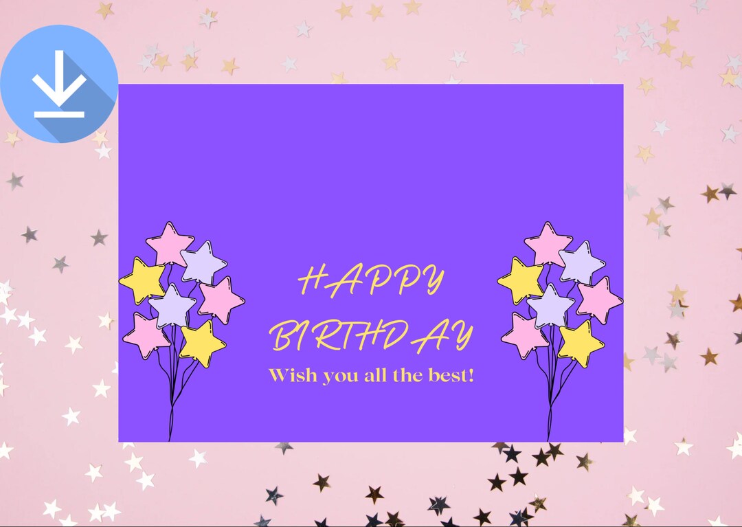 Happy Birthday Digital Printable Card Printable Card Etsy