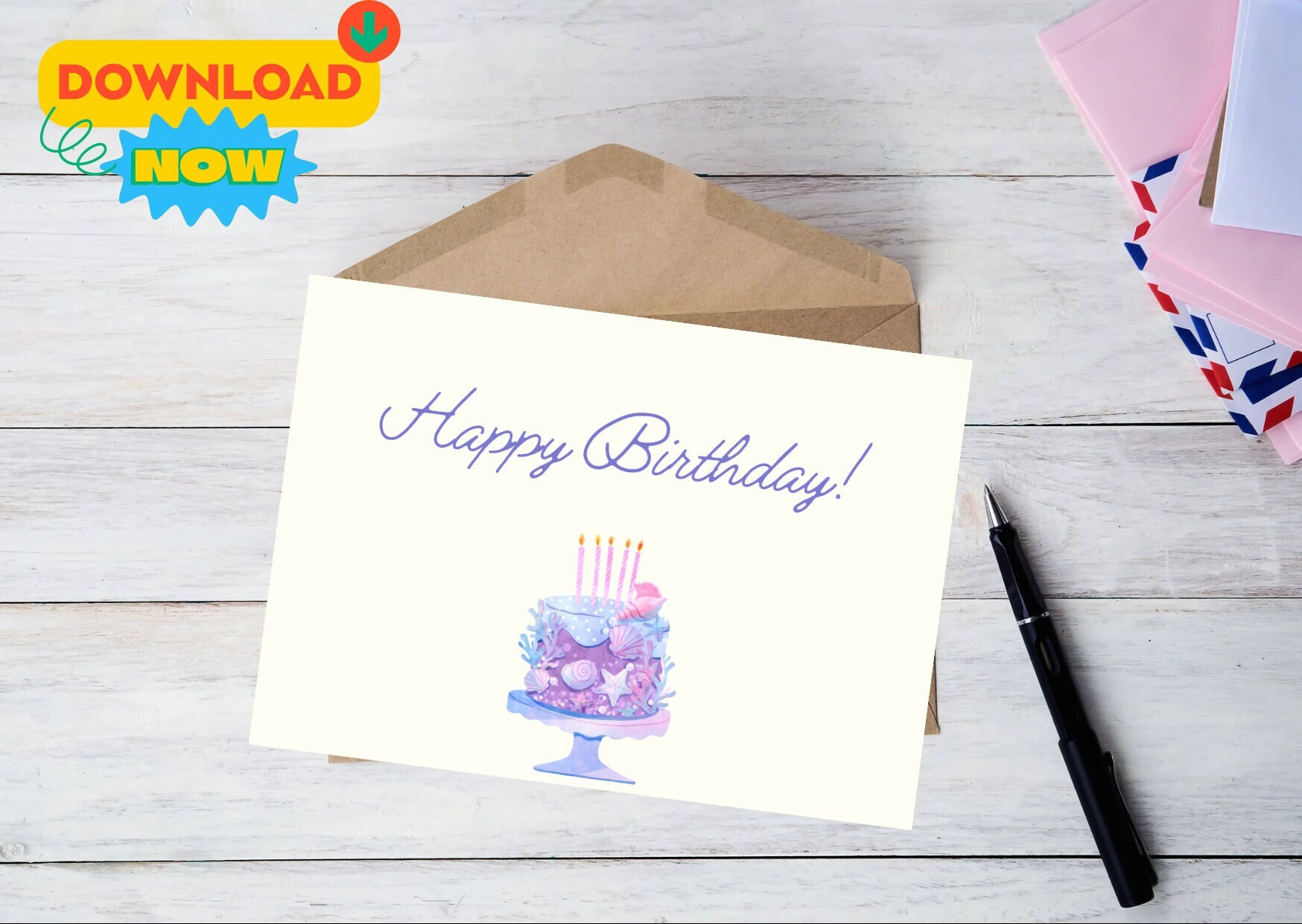 Happy Birthday Digital Printable Card Printable Card Digital Download ...