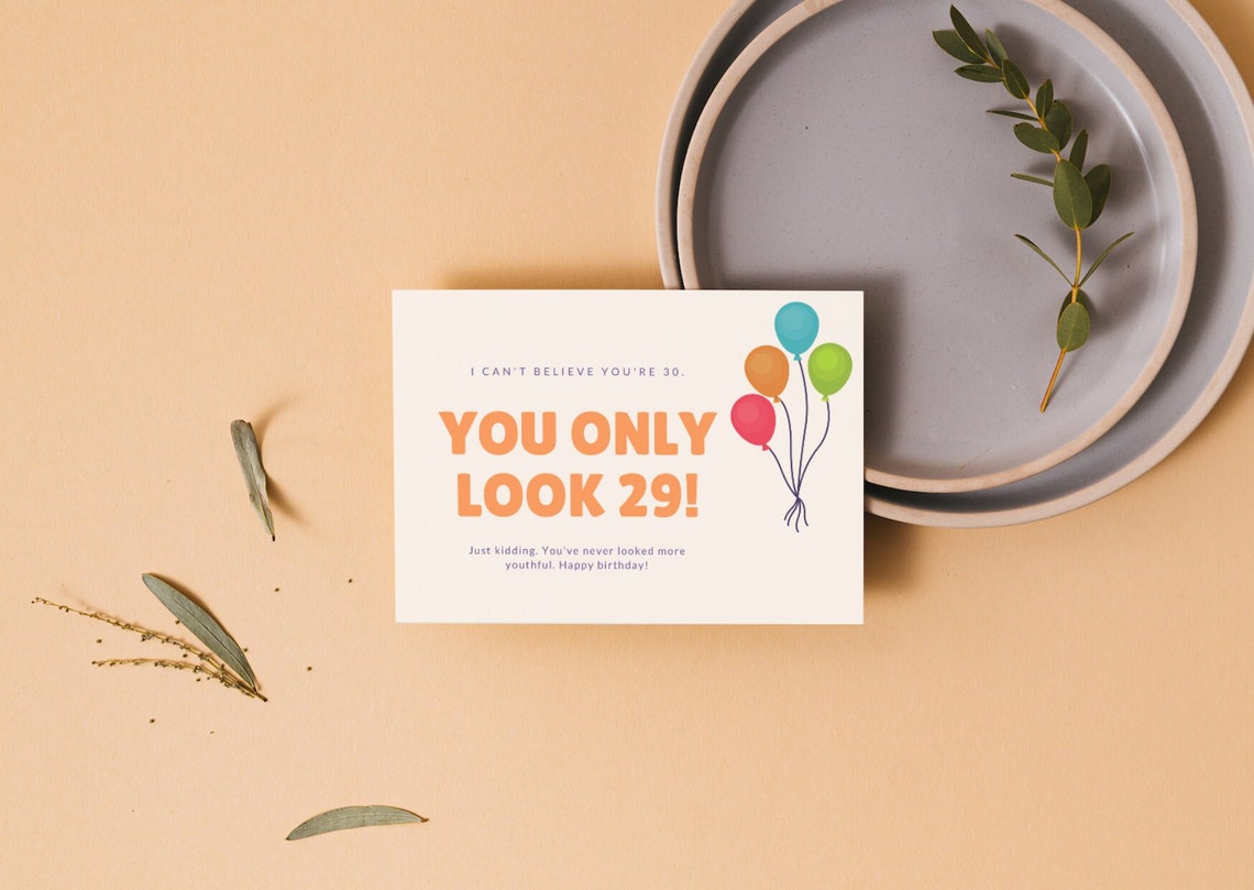 PRINTABLE Funny 30th Birthday Card, Digital Download 30th Birthday Card ...