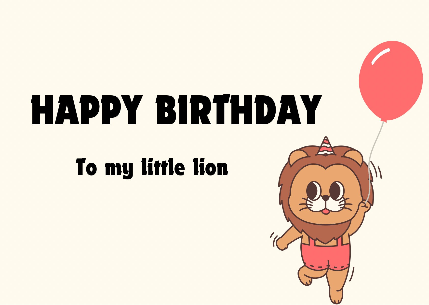Printable Happy Birthday Card Lion, King of the Jungle Card, Leo Happy ...