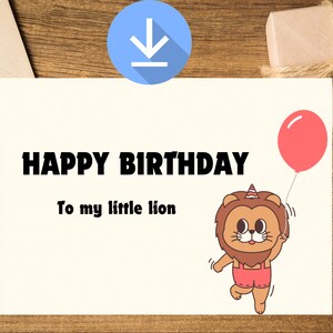 Printable Happy Birthday Card Lion, King of the Jungle Card, Leo Happy ...