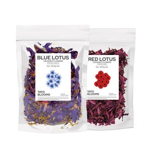 Organic Blue Lotus - Red Lotus Premium Crushed Flowers Nymphaea Caerulea Nymphaea Rubra