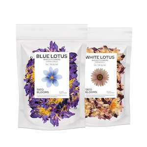 Organic Blue Lotus - White Lotus Premium Whole Flowers Nymphaea Caerulea Nymphaea Ampla