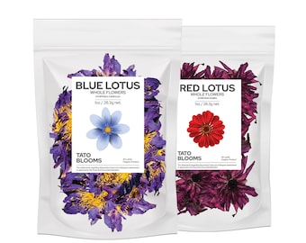 Organic Blue Lotus - Red Lotus Premium Whole Flowers Nymphaea Caerulea Nymphaea Rubra