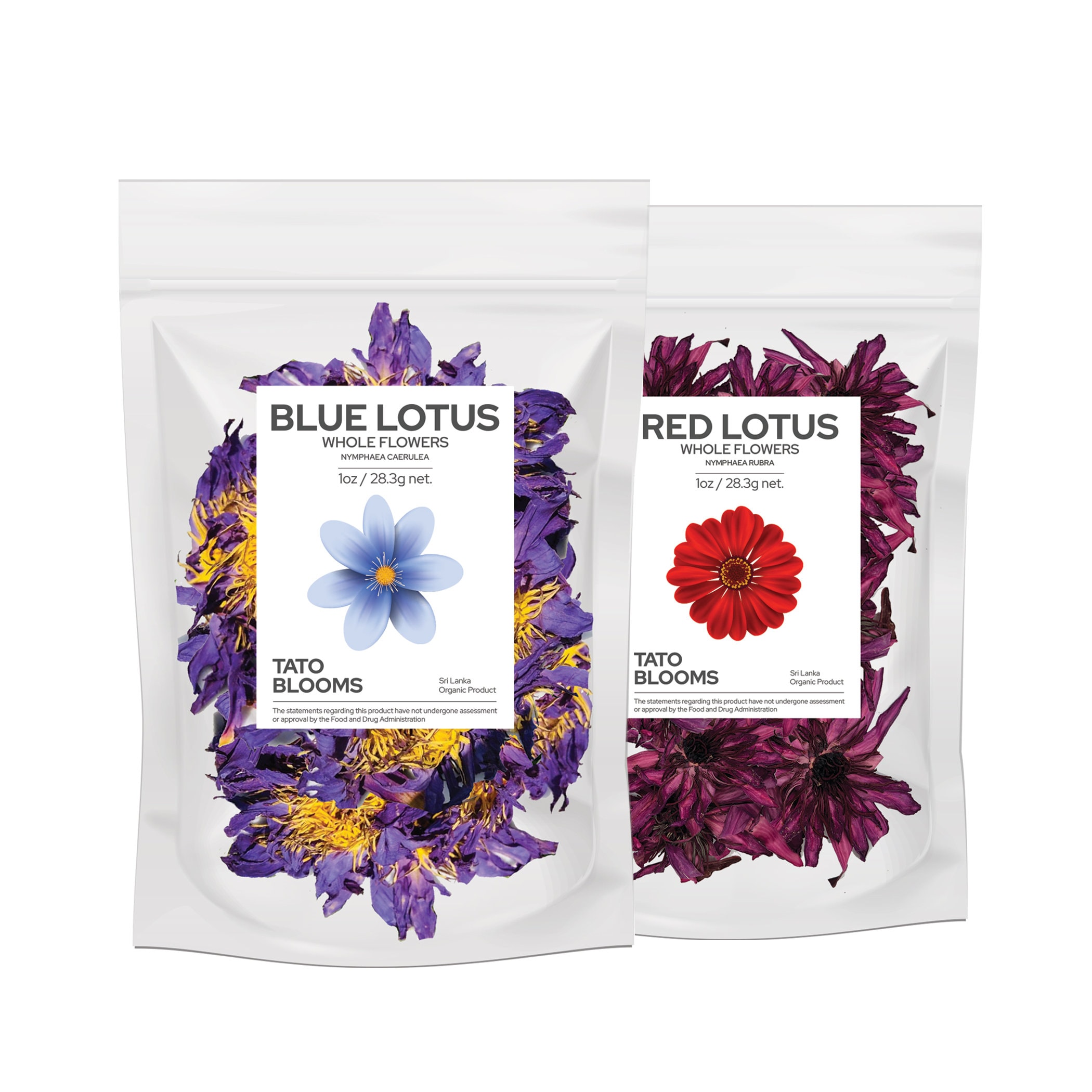 Organic Blue Lotus - Red Lotus Premium Whole Flowers Nymphaea