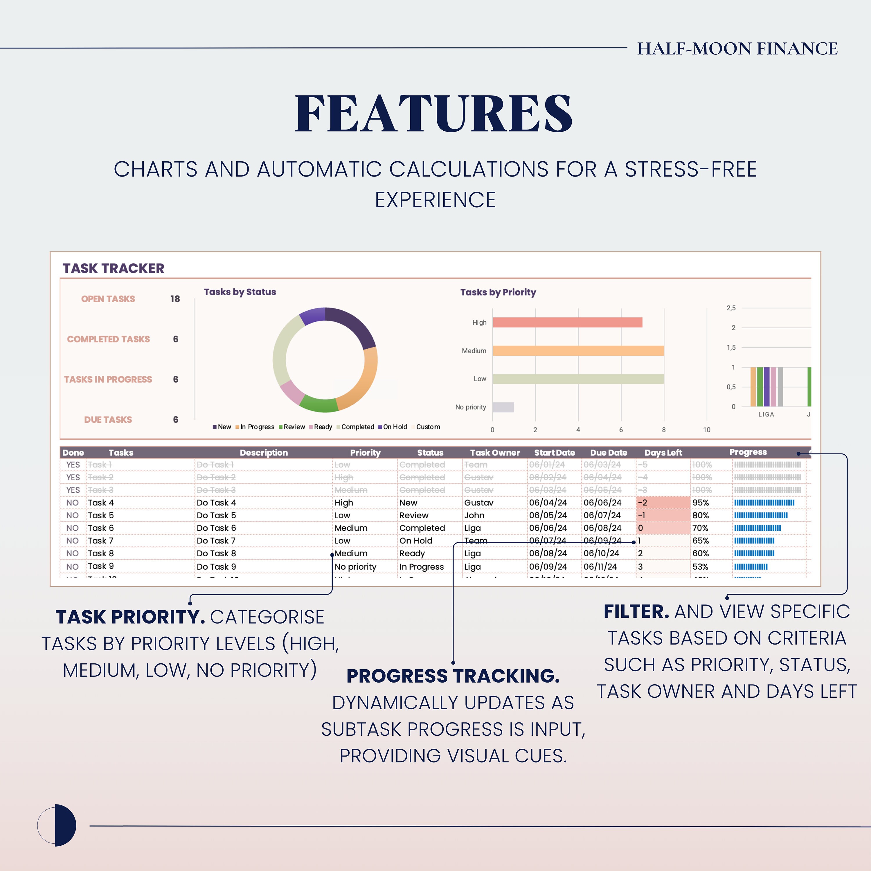 Excel Task Tracker With Kanban Board Template, Team Project Management ...