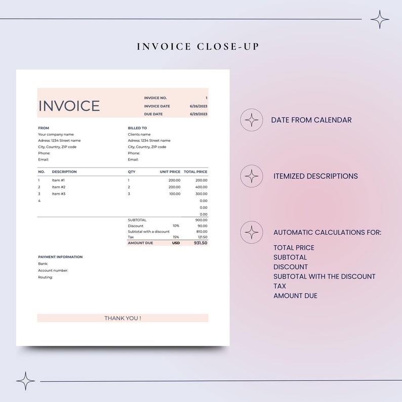 Google Sheets Invoice Template, Fully Customisable, Clean and Modern ...