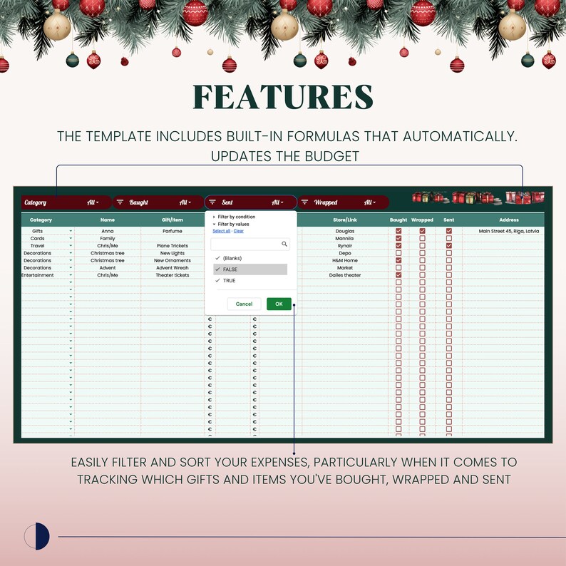 Christmas Budget Planner Spreadsheet, Holiday Budget Tracker Template ...
