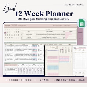 Doelplanner van 12 weken in Google Spreadsheets, Kwartaalplanner, Doelplanner-spreadsheet, Tijdblokkering