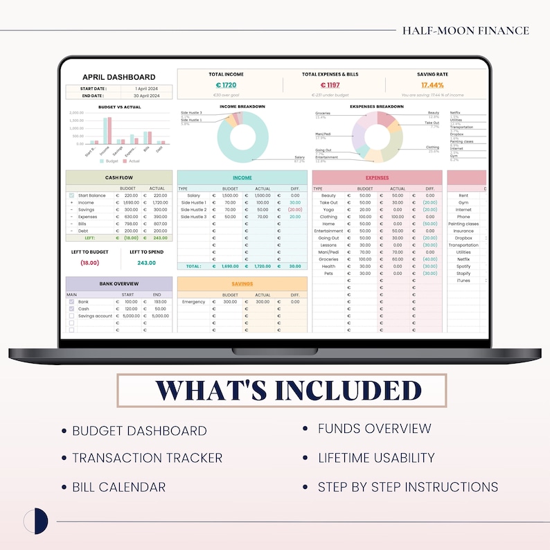 Budget Planner Template in Google Sheets, Digital Budget Tracker ...