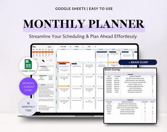 Digital Monthly Calendar Planner in Google Sheets, Editable Checklist Template, To Do List Spreadsheet, Yearly Planner 2025 2026