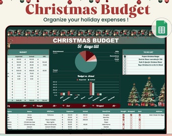 Christmas Budget Planner Spreadsheet, Holiday Budget Tracker Template, Gift Budgeting