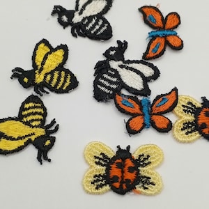 8pcs Buzzy Bumble Bee Patch Set Lovely Ladybug Springtime Butterfly Applique Vintage Collection Embroidered Embellishments #531