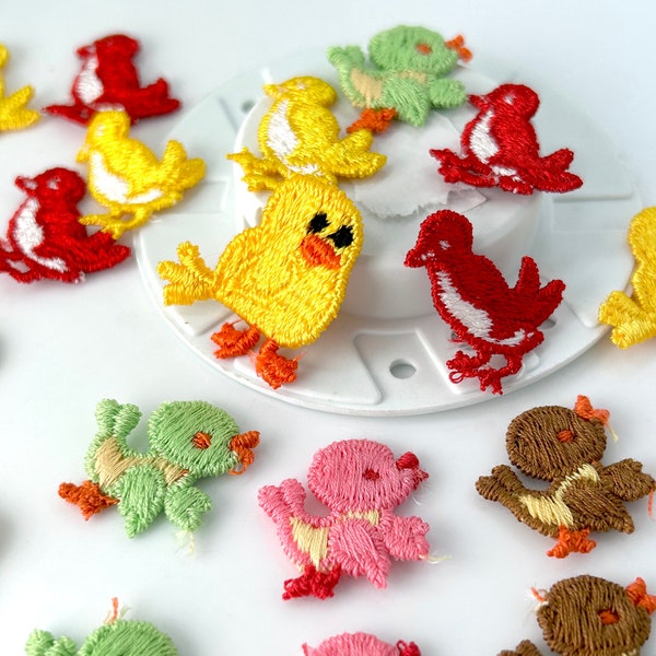 Vintage chicks and birds Appliqués Collection brown lime pink red yellow wholesale embroidered appliques patches #53