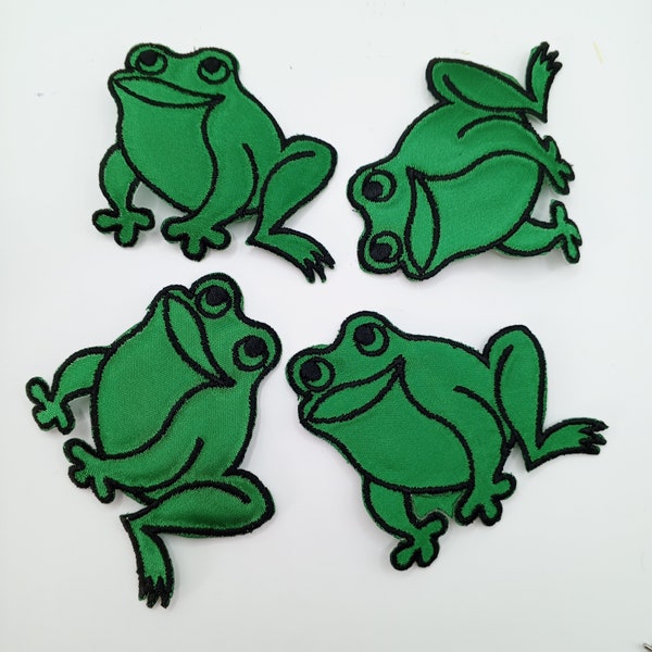 Black Green Frog Iron on Appliqué Patches #455