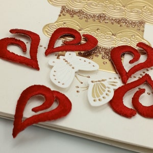 Red Heart Valentine's Day appliques VINTAGE Iron on Fancy Heart Patches #644