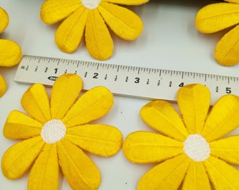 FLORAL VINTAGE appliques 3” big yellow daisy flower Patches #198