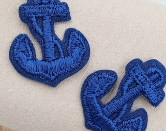 Blue Iron on Anchor Decorative Patch Nautical Embroidered Retro Vintage Classic Sailor Anchor Applique Motif Embroidery for Embellishments