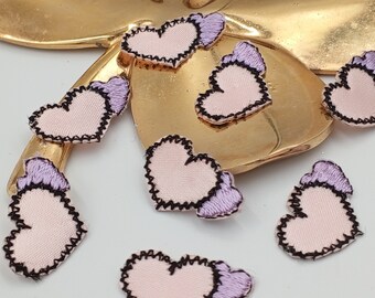 Pink Black Cute Lavender Love Hearts Appliques Valentine's Day Iron on Patches #650