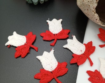20 Patches Fleurs Crochet Noir Avec Perle Centrale - CraftbuddyUS, DIY, à Coudre, Neufs