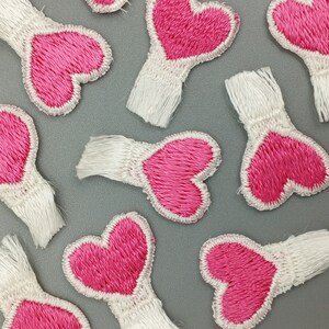 Valentine&#39;s Day Hearts Fringe White pink Cute HEART appliques VINTAGE Iron on Patches #652