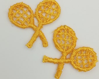 VINTAGE Tennis appliques embroidery Yellow Patches #920