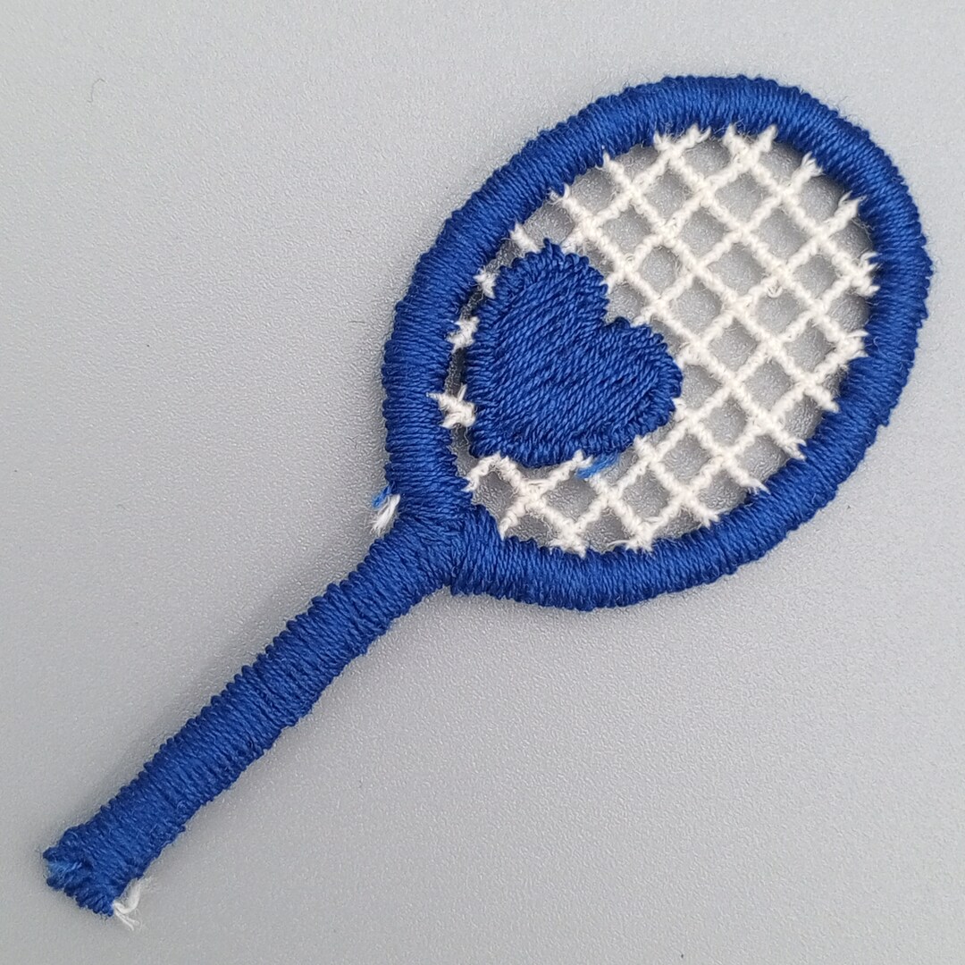 VINTAGE Blue Heart Tennis Racket Sew on Applique Royal Blue Love Tennis ...