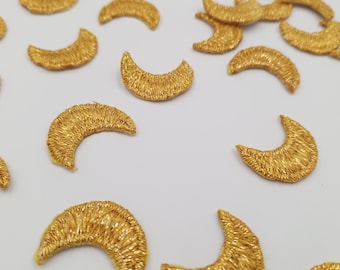 Metallic gold Moon appliques VINTAGE Iron on Patches for DIY crafting projects #627
