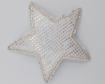 Silver Metallic Hologram Star patch Decorative applique VINTAGE Shimmer Stars Iron on Patches for Clothes Bags Hat Jeans Customizations #624
