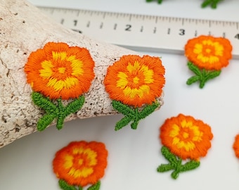 FLORAL VINTAGE appliques yellow orange flower Patches #170