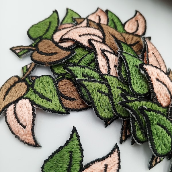 Fall Leaf Patch Iron-on Appliques Autumn Theme Brown Peach Pink Green Leaves Patches Embroidery Vintage Decorating Applique #330