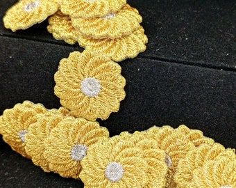 FLORAL VINTAGE applique silver gold metallic flower iron on Patches #208