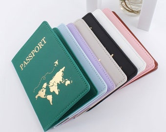 New Simple Fashion Passport Cover World Map Thin Slim Travel Passport Holder Wallet Gift PU Leather Card Case Cover Unisex