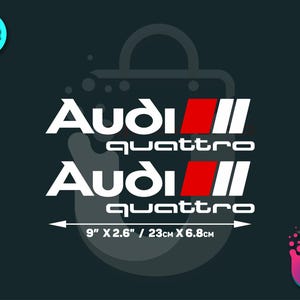 2x Audi Quattro Racing 23cm Decal for Car Customization Skirt, Door Bottom, Hood, and Side Panel - Available in 5 Vibrant Color Options