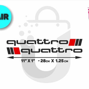 2x Audi Quattro Racing 28cm Decal for Car Customization Skirt, Door Bottom, Hood, and Side Panel - Available in 5 Vibrant Color Options
