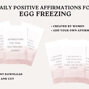 Cartes d’affirmation de congélation d’œufs pour des affirmations de fertilité d’état d’esprit positif Cadeau de voyage de FIV, TTC, Téléchargement numérique, Imprimable instantanément, 3x5