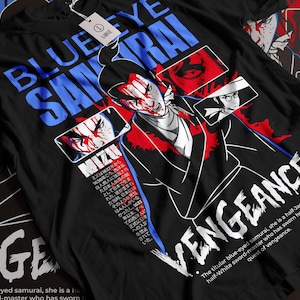 Blue Eye Samurai inspiriertes Mizu schwarzes T-Shirt, Unisex und Damen erhältlich