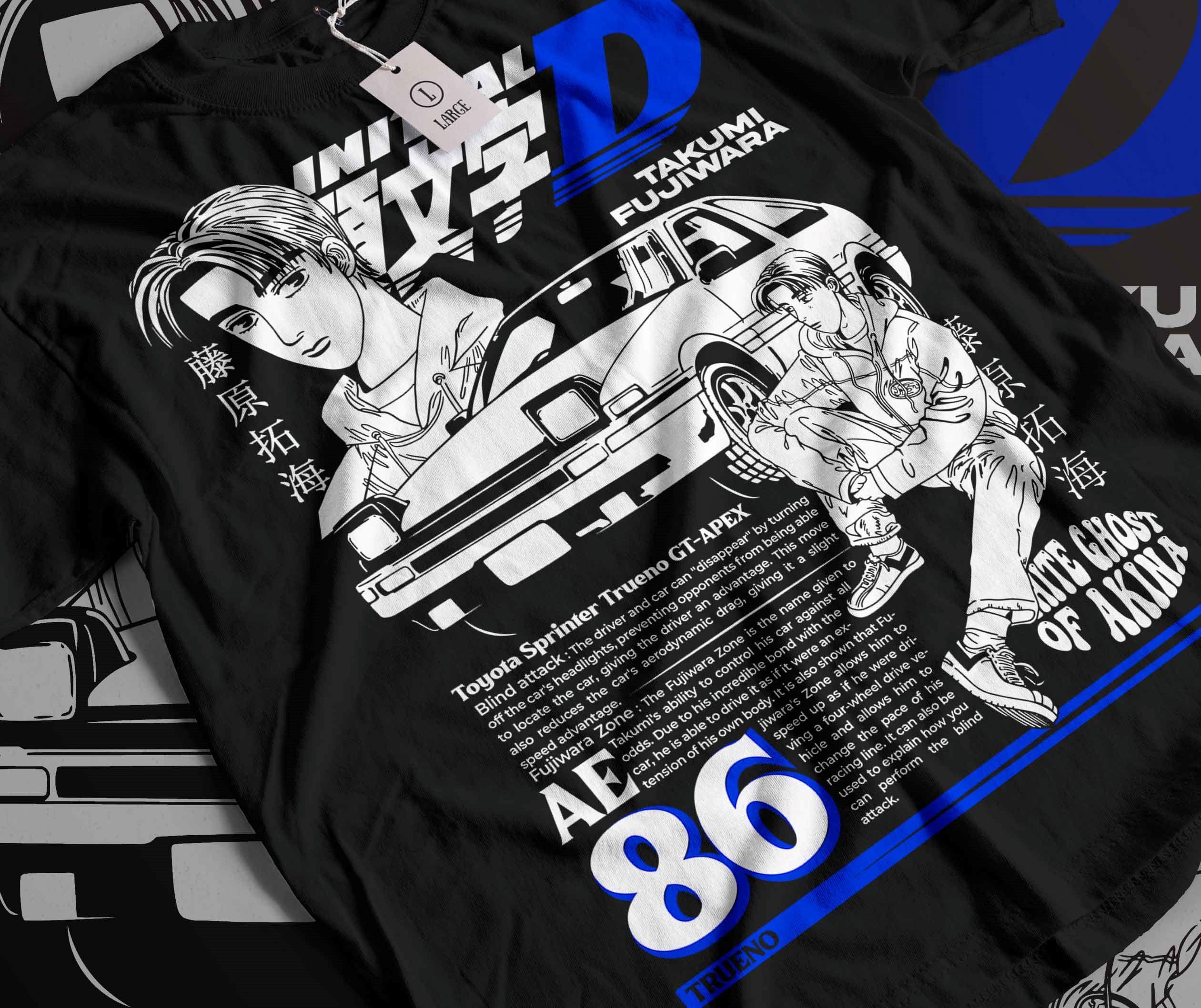 series☆頭文字DコラボINITIALD Vintage AE86 Graphic Tshirts AE86 Japan Anime Initial D T-shirt Men Summer Cool Short