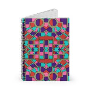 Mosaic spiral notebook, journal, ruled pages, 6 x 8 inch, School, Class, Writing, Notes, gift