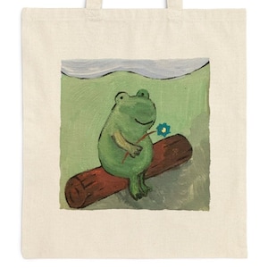 Bolso de mano Frog on a Log, bolso de lona de algodón