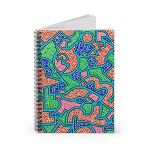 Boundaries spiral notebook, journal, ruled pages, 6 x 8 inch, geometric