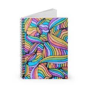Rainbow spiral notebook, journal, ruled pages, 6 x 8 inch, School, Class, Writing, Notes, gift