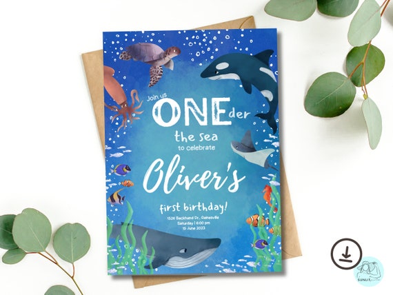 ONEder the Sea Invite, Ocean Birthday Invitation, Editable Birthday Invitation, Under the Sea Birthday Invite, First Birthday Ocean Theme