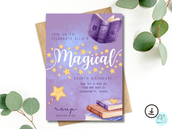 Magical Birthday Party Invitation, Magic Birthday Invitation, Magic Party Invitation, Editable and Printable Magic Party Invitation