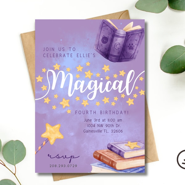 Magical Birthday Party Invitation, Magic Birthday Invitation, Magic Party Invitation, Editable and Printable Magic Party Invitation