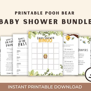 Winnie the Pooh Baby Shower Game Bundle, Classic Winnie-the-Pooh Baby Shower, Digital Download Baby Shower Games, Pooh Bear Baby Shower Game