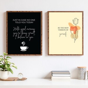 Inspirierende Wandkunst, Wandkunst für Wohnzimmer, digitale Wandkunst, Motivationskunst, Inspirational Art, Schlafzimmer-Wanddekoration, 2 Set