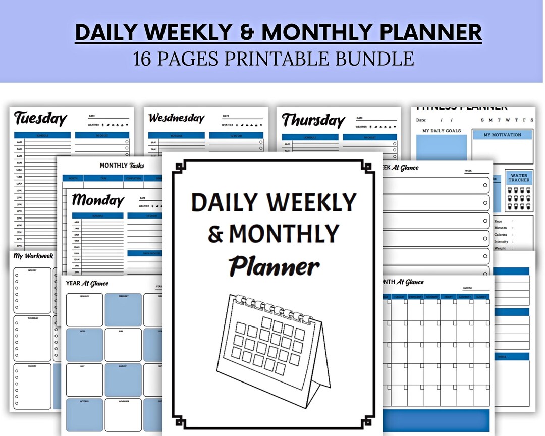 Minimalist Daily, Weekly, Monthly Planner: Office Desk Organizer (PDF ...
